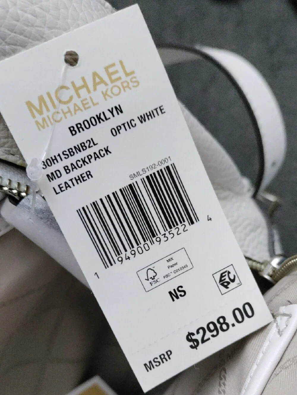 Michael Kors Optic White Pebbled Leather Backpack